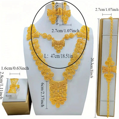 Arabian Style Bridal Jewellery Set UAE 5Pc Luxury Alloy Set