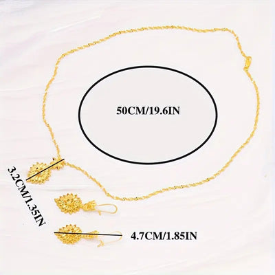Gold Plated Leaf Jewelry Set for Wedding and Formal Wear
